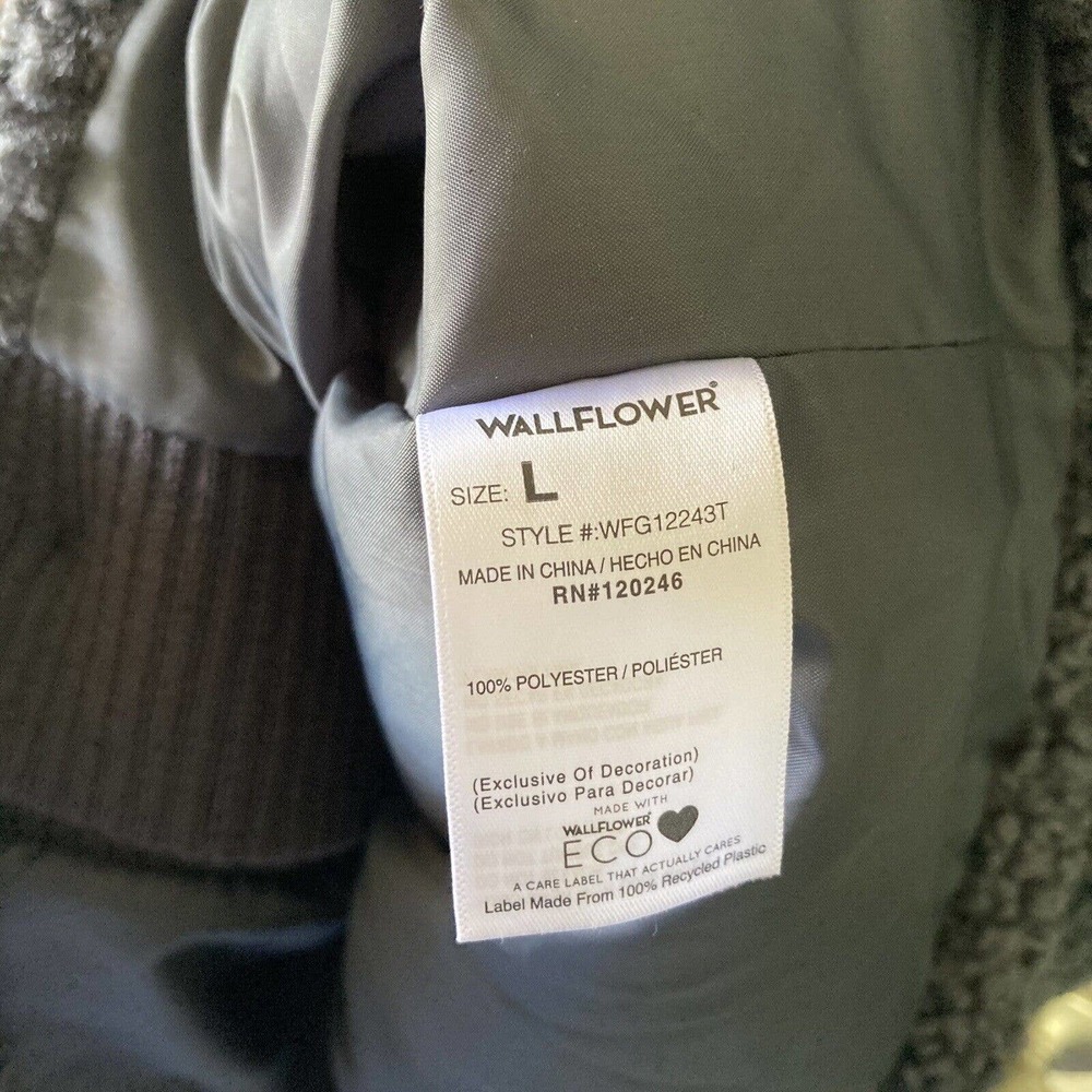 Wallflower Womens Sz L Fuzzy Jacket Iron Gray Long Sleeve Button Up Pockets New - Picture 8 of 8